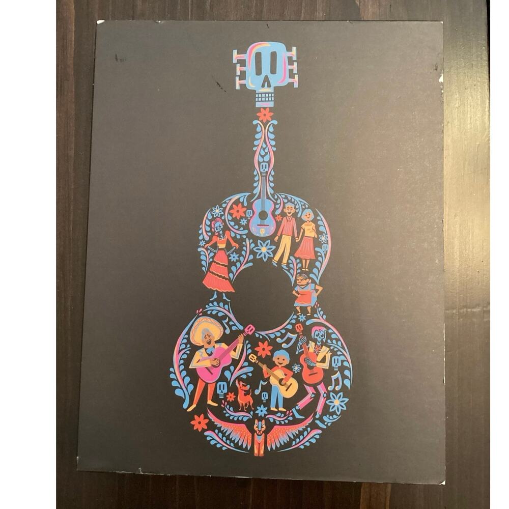 NWOT Disney Pixar's Coco It Guitar Familia Silhouette Wall Decor Box